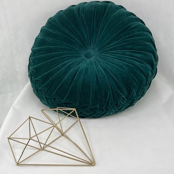 Teal Velvet Circular Pillow - Picture 3 of 6